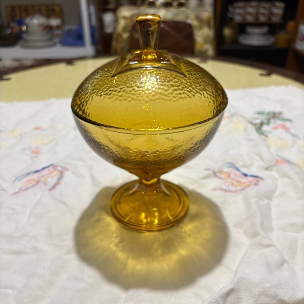 Vintage Jeannette Amber Glass Candy Dish
